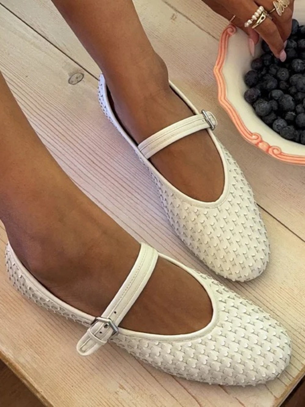 New Dolce Vita Roslyn True White Woven Ballet Flats